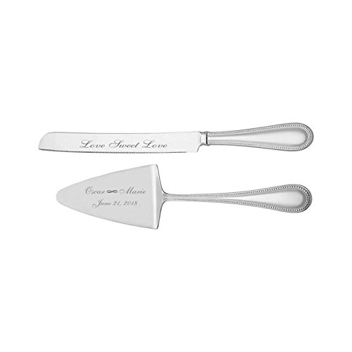 Personalized Wedding Cake Knife & Server With Rose Gold Accent Engraved Free - Thumbnail 5