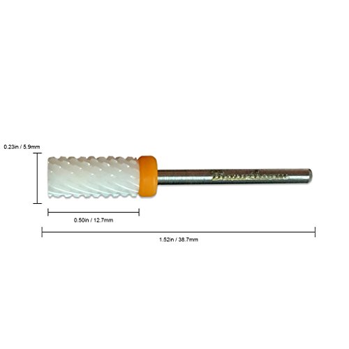 Beauticom Professional USA Ceramic White Small Barrel Bit Nail Drill (Grit: DOUBLE XXC COARSE) 3/32" Shank Size