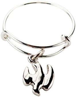 Ladies Sterling Silver Bangle Ring with Holy Spirit Dove Medal Charm, One Size