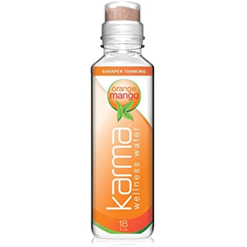Karma Wellness Flavored Water, Orange Mango, 18 Oz (Pack Of 12