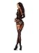 Dreamgirl Women’s Fishnet Long Sleeve Garter Dress with Attached Garters and Thigh High Stockings