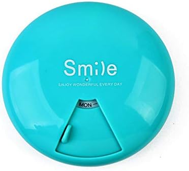 Koolsants 1 Portable Rotating Pill Case for Travel 7 Days Drugs Organizer Pills Dispenser Seven Days Small Round Pill Holder Box, 3.54inch
