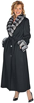 Madison Avenue Mall Womens Cashmere Coat With Fur Collar &amp; Cuffs Chinchilla 10