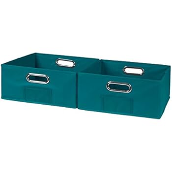 NICHE Cubo Half-Size Foldable Fabric Storage Bins (Set of 2), Teal