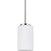 Sea Gull Lighting 61160-962 Oslo One-Light Mini-Pendant Hanging Modern Light Fixture, Brushed Nickel Finish