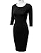DRESSIS Womne's 3/4 Sleeve Round Neck Knee Length Bodycon Dress S-3XL (15 Colors)