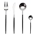 Stainless Steel Flatware Set, Morgiana 4-Piece Flatware Cutlery Set Including Fork Spoons Knife Tableware for Home,Hotel,Restaurant (Black+Silver 1)