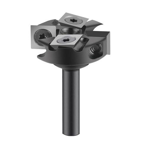 SpeTool Spoilboard Surfacing Planing Router Bit 2+2 Inserts Cutter Flycutter Leveler Slab Flattening Woodworking Milling Bit 1/4 Inch Shank, 1-1/4" Cutting Diameter