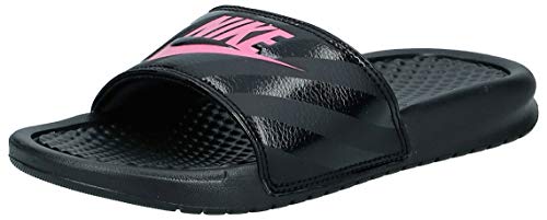 Nike Women's Benassi Just Do It Sandal, Black/Vivid Pink-Black, 5 Regular US