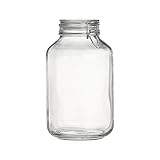 Bormioli Rocco Fido Clear Glass Canning Jar with Clamp Lid, 5 Liter