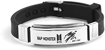 Inbest BTS Kpop Stainless Steel Silicon Wristband Jungkook, Jimin, V, Suga, Jin, J-Hope, Rap Monster Wristband Wristlet | Best Gift for The Army