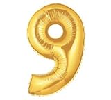Number 9 Metallic Gold 40in Balloon