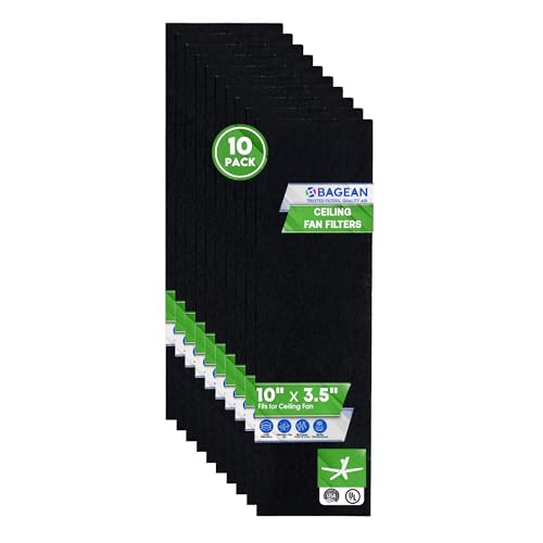 Ceiling Fan Filters for Blades - Coconut Shell Activated Carbon Unscented Dust Catcher Ceiling Fan Filter - Easy Peel & Stick on Fans - Blade Air Purifier Pads Absorbs Odor & Freshens the Air (10-Pcs)