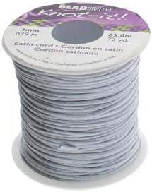 Knot It Rattail Satin Cord 1mm 72 Yard Spool (Silver, 1mm)