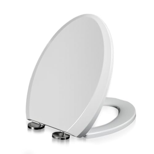 Beauenty Toilet Seat, V Shape Toilet Seat with Adjustable Hinges, Slow Close Toilet Cover, Thickening Plastic Strong and Durable, Prevent Noise, Easy to Install, Easy Cleaning (Style 8)