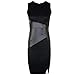 Women’s Sleeveless Stitching Faux Leather Dress – Ladies Sexy Crewneck Splits Bodycon Knee High Pencil Dress Party Dressesthumb 2