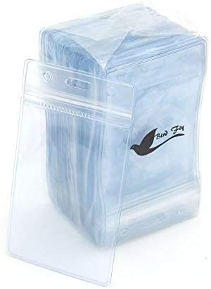 Name Tags 50 Pack Lanyards with Bulldog Clip and 50 Pack Waterproof Clear Plastic Vertical Name Tag Badge ID Card Holders(Blue) - Image 3