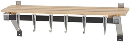 Stainless Steel Mounted Natural Finish Pot Wall Rack Includes 5 Pan Hooks, 2 Wall Brackets, 2 Rugged Connecting Bolts Pot Rack
