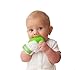 Munch Mitt Malarkey Kids Teething Mitten - The Original Mom-Invented Silicone Teether Mitten with Travel Bag – Ideal Teething Toys Green Polka Dot