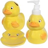 Kids Jungle Friends Stoneware Bathroom Accessories (Yellow Rubber Ducky duck) by Greenbriar