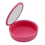 Invisalign Case with Mirror, Cute Orthodontic Retainer Case for snap on smile/clip on veneers/Teeth Braces/Clear Aligner, Clear Braces Container with Vent Holes, 4 Colors Optional (red)