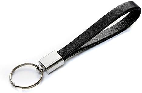EDINSY Keychains for Men and Women Paracord Leather Key Ring Gift Black