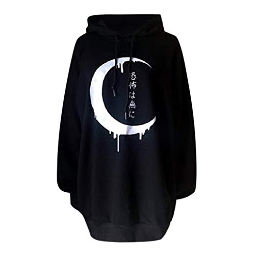 COM1950s Women Top Loose Gothic Punk Long Sleeve Hoodie Sweatshirt Print Cardigan Sweatshirt Top Blouse Outerwear - Thumbnail 3