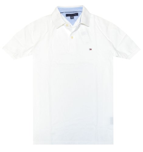 Tommy Hilfiger Classic Fit Men Polo T-shirt (Large, White)
