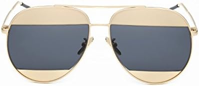 Split Mirrored Lens Unisex Sunglasses Madison Eyewear (Gold Frame, Black Lens)