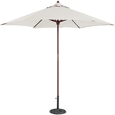 Amazon Com Tropishade 9 Ft Wood Market Umbrella With Antique White Polyester Cover Patio Umbrella Covers Garden Outdoor