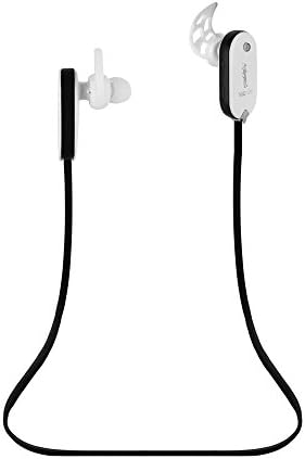 Neojdx Wingz 2 Bluetooth Headphones - Sweat Proof Fitness Stereo Earbuds Secure Fit Workout Athletic Wear Earphones - Wireless with Built-in Mic - White/Black