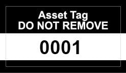 Black Asset Tag Labels - Numbered 1 to 500 - Permanent Synthetic PP 38mm x 20mm Labels - Price per Pack of 500 Labels (P/NO. 7828648)