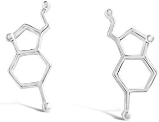 Rosa Vila Sterling Silver Happiness Serotonin Molecule Earrings, Happiness Neurotransmitter Earrings, Organic Chemistry Jewelry for Science Lovers and Science Major (sterling-silver)