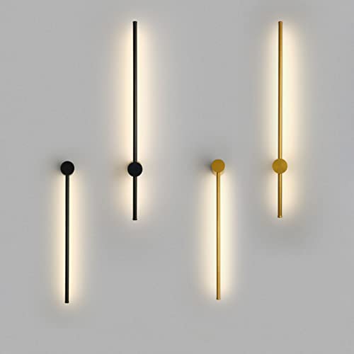 Sunsign iluminación for Pared de tira larga de luz de pared lineal LED moderna, Diseño creativo giratorio Fondo de la sala de estar Dormitorio Cabecera de cama lámpara de pared interior (60CM-Gold)