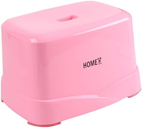 Kleanner Plastic Small Stool, Kids Step Stool For Toddlers, Anti-Slip Foot, Perfect For Children Bathroom For Brushing Teeth Or Washing Hands, Rectangle 10.8"x7.3"x7.9"- Pink