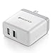 2in1 SEGMOI Apple MFi certified 3Meters/10Ft Lightning To USB Cable Cord + US Plug Dual USB Port Wall Adapter Travel Power Charger For iPhone 7 7 Plus 6 6S Plus 5S 5C iPad 3 4 Mini Air Pro (White Kit)