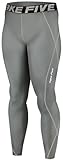 New 019 Skin Tights Compression Leggings Base Layer Grey Running Pants Mens (M)