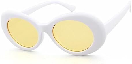 GUVIVI Clout Goggles Oval Mod Retro Vintage sunglasses Fashion Kurt Cobain (C7 Yellow)