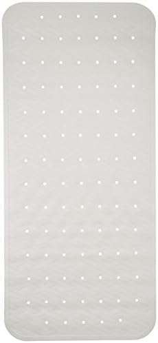 LATO ROSSO Anti-Slip Bathtub Mat, Antibacterial & Mildew Resistant, Natural Rubber for Tub (VASCA) & Shower,Firm Suction Cups,Drain Holes,Grip Anti-Skid,Pattern Design, 30inX13.5in, White