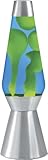 Lava the Original 27-Inch Silver Base Grande Lamp with Yellow Wax in Blue Liquid