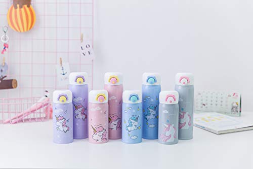 Kids Water Bottle Thermoses Unicorn Water Bottle Cup Metal Stainless Steel Vacuum Insulated Water Flask for School Kids Girls Lunch Box Leak Proof BPA Free No Straw - 17oz (Pink 17oz)