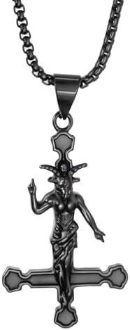 Gungneer 3D Satanic Hexagram Goat Head Pendant Necklace Stainless