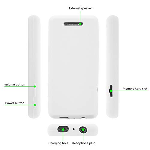 Fromsky Case for Soulcker D16 MP3 Player, Silicone Protective Cover Case with Tempered Glass Screen Film Screen Protector (White)
