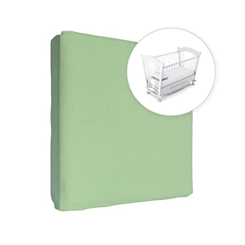 Jersey 100% Cotton Fitted Sheet for 90 x 40 cm Baby Crib Cradle Mattress (Green) — image 1