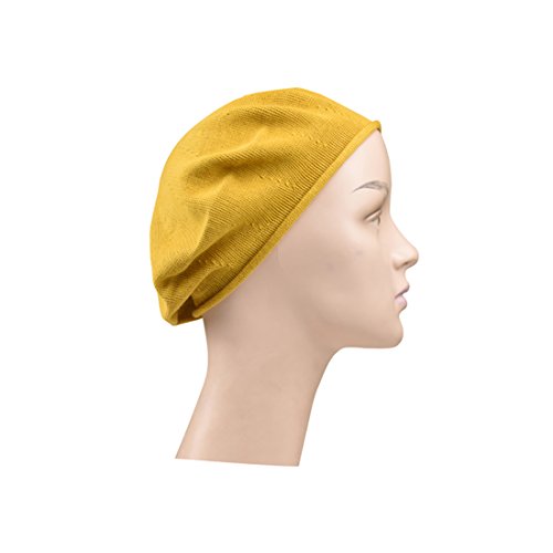 Landana Headscarves Beret for Women 100% Cotton Solid - Mustard