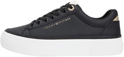 Donna Sneakers con Suola Preformata Foxing con Lacci, Nero (Black/Ancient White), 39