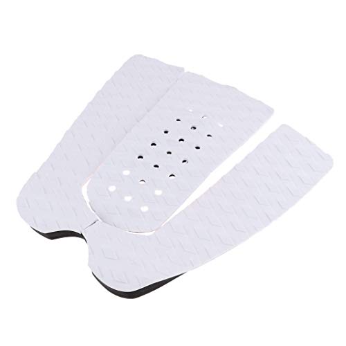 SM SunniMix 3Pcs Adhesive Surfboard Traction Tail Pads Non-Skid Surfing SUP Stomp Mat Deck Tape Grips for Longboard Stand up Paddle Board Skimboard White