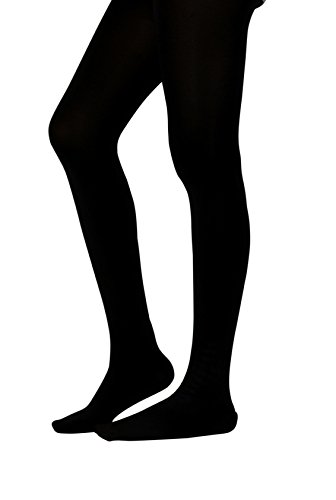 ELLITE Women's Semi Opaque Microfiber Footed Pantyhose Sexy Stretch Black Tights Leggings