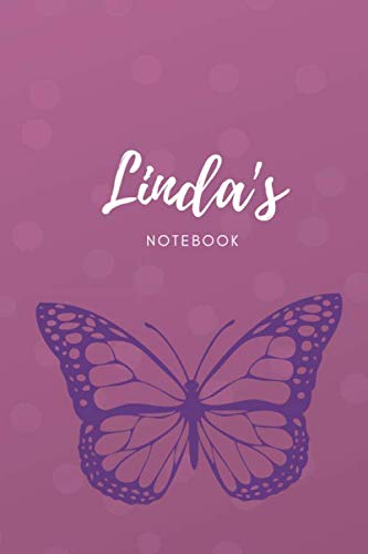Linda's Notebook: College Ruled Notebook Journal - Pink & Butterfly - Girl & Woman - 120 pages 6x9 inches