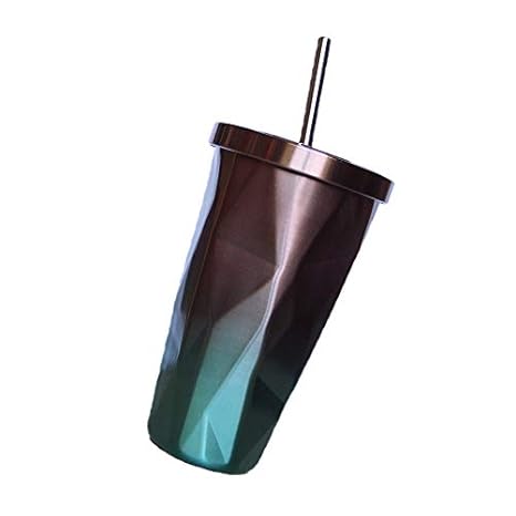 Berrose irregulär Stroh rostfreier Stahl Kaffeetasse Isolierte Reisekaffee-Thermoschale 500ml doppelwandiges Vakuumtrinkendes